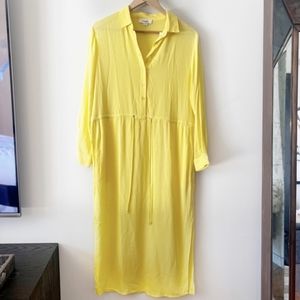 Sita Murt Yellow Woven Shirt Dress - Vacation Summer Resort Flowy